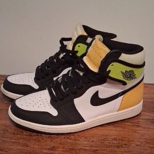 Jordan 1 Retro High Men's Black, White, and Yellow Sneakers